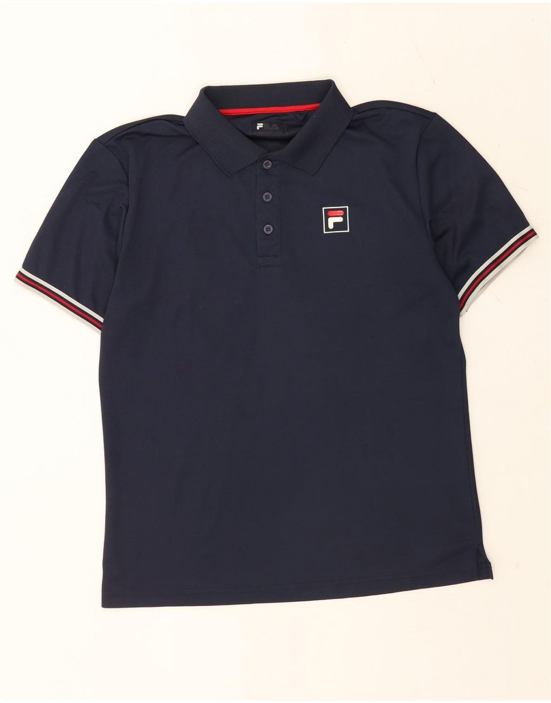 Fila Mens Polo Shirt Large Navy Blue Striped