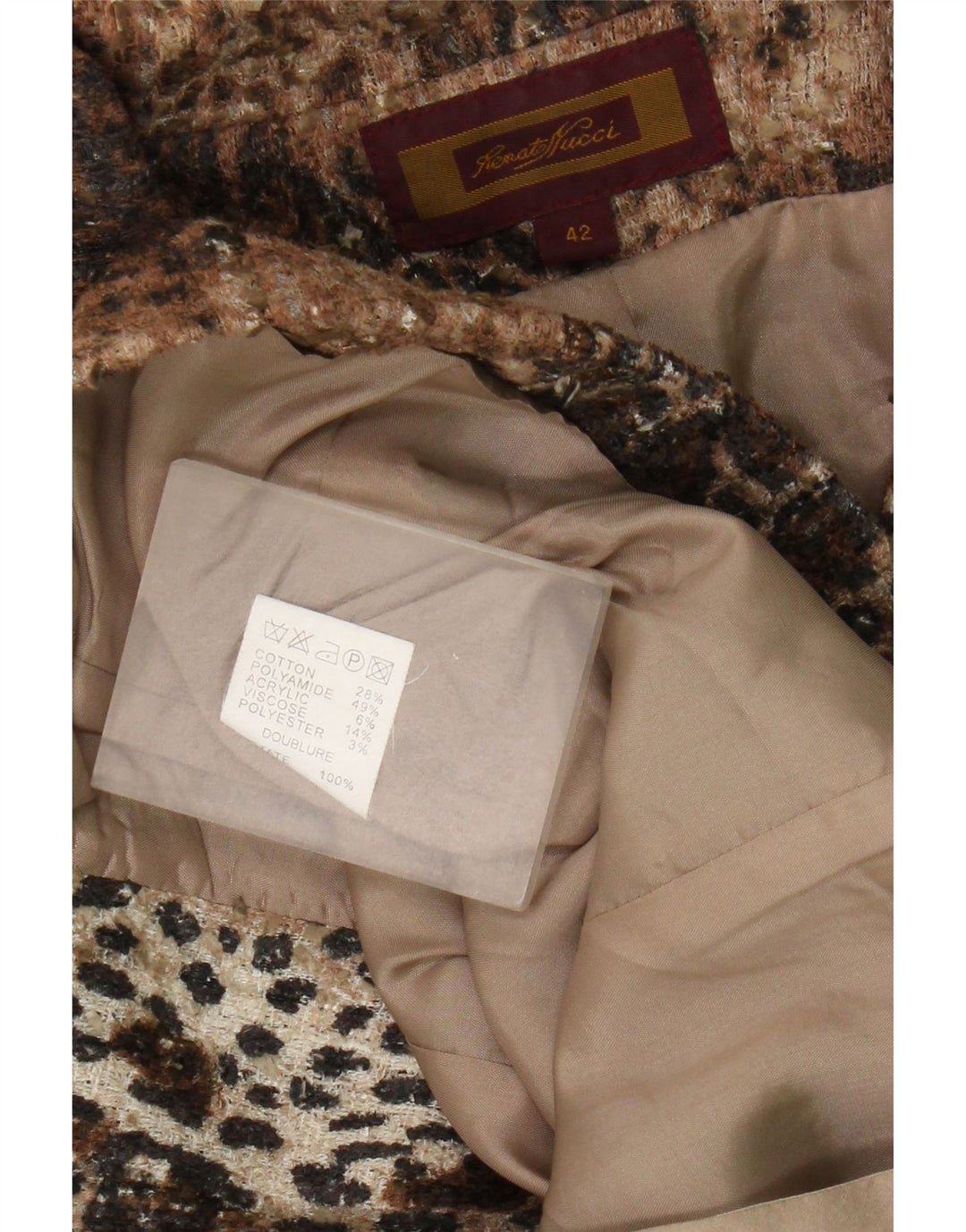 Renato Nucci Womens 2 Button Blazer Jacket IT 42 Medium Brown Animal Print