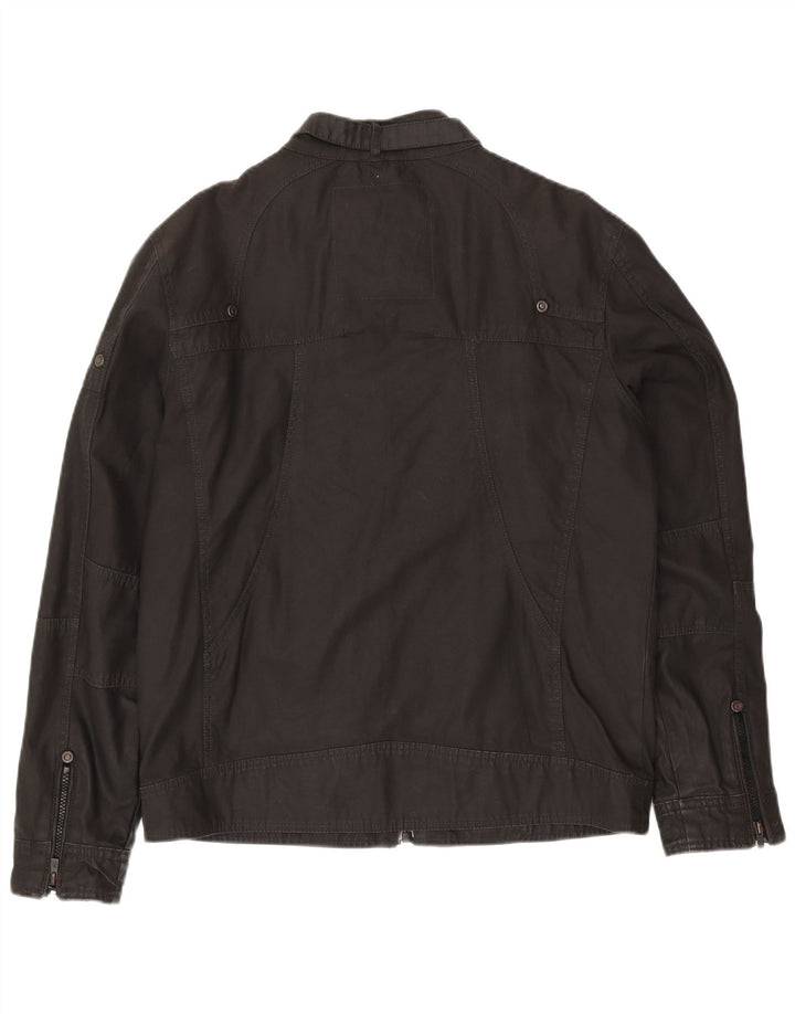 JACK & JONES Mens Utility Jacket UK 40 Large Black Cotton