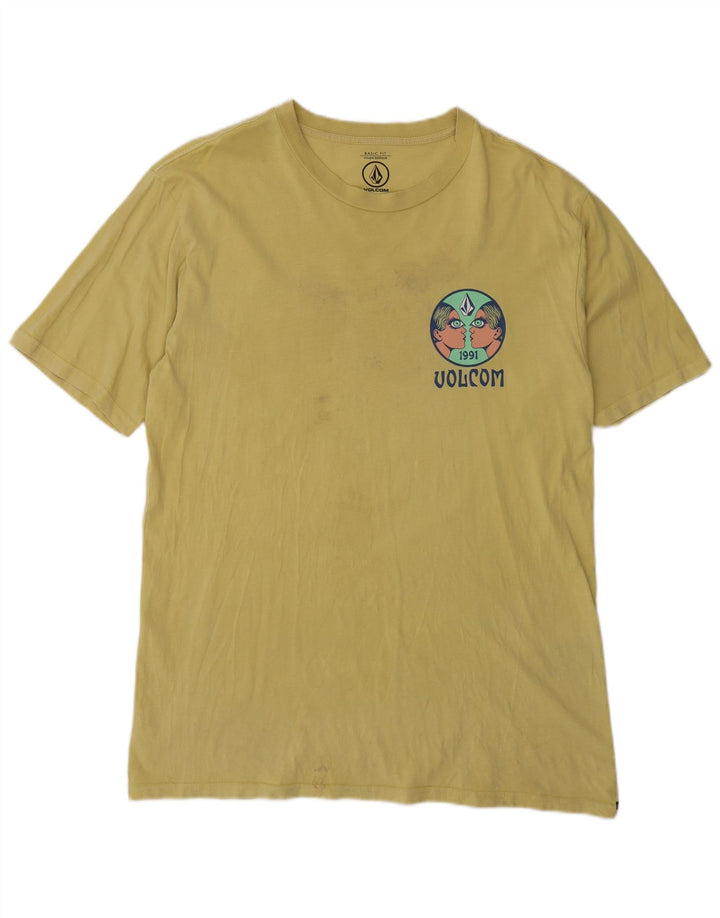 Volcom Mens Graphic T-Shirt Top Medium Yellow Cotton