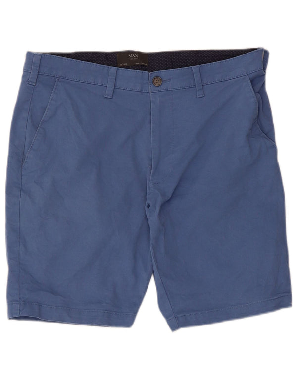 Marks & Spencer Mens Chino Shorts W32 Medium  Blue Cotton