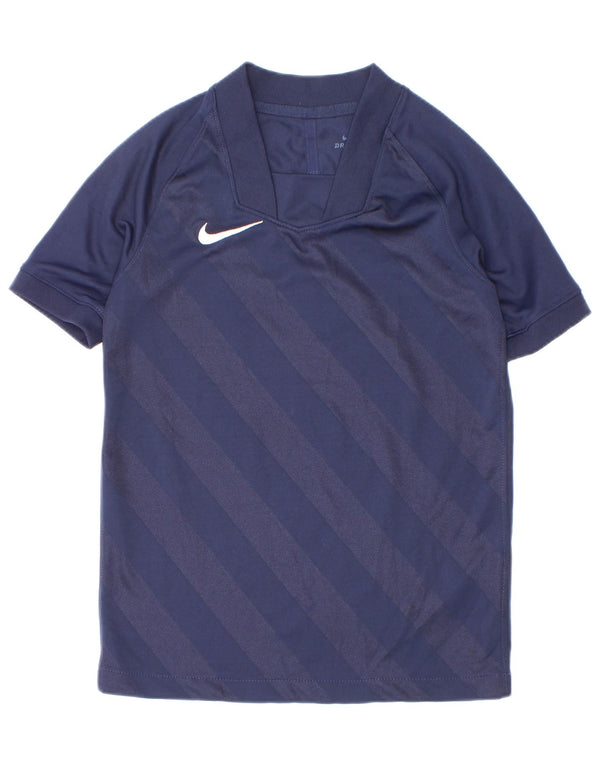 T-shirt da ragazzo Nike Dri Fit Top 6-7 anni XS poliestere a righe blu navy