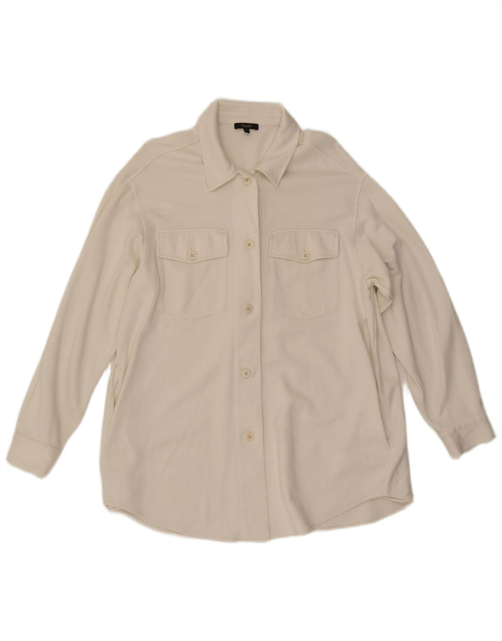 Massimo Dutti Womens Oversized Shirt UK 10 Small Off White Nylon