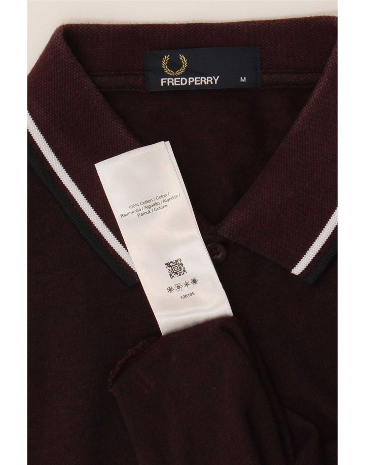 Fred Perry Mens Polo Shirt Medium Maroon Cotton