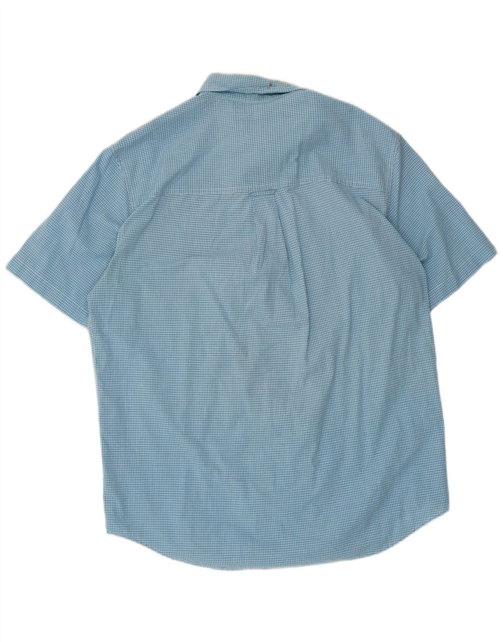 Chaps Mens Short Sleeve Shirt Medium Blue Gingham Cotton