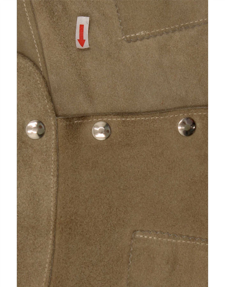Vintage Γυναικεία Mini Suede Φούστα W28 Medium Khaki Leather