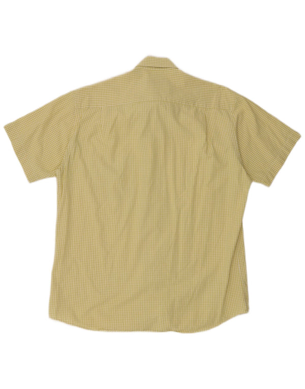 Pierre Cardin Chemise à manches courtes pour homme Taille 40 Coton Vichy Jaune Moyen