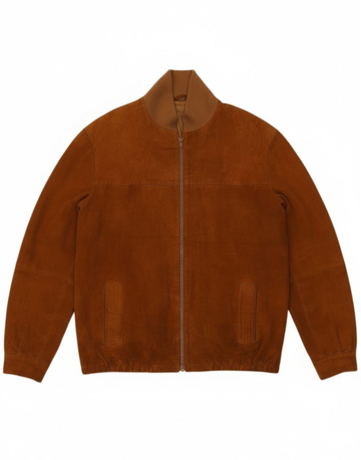 Vintage Mens Suede Bomber Jacket IT 52 XL Beige