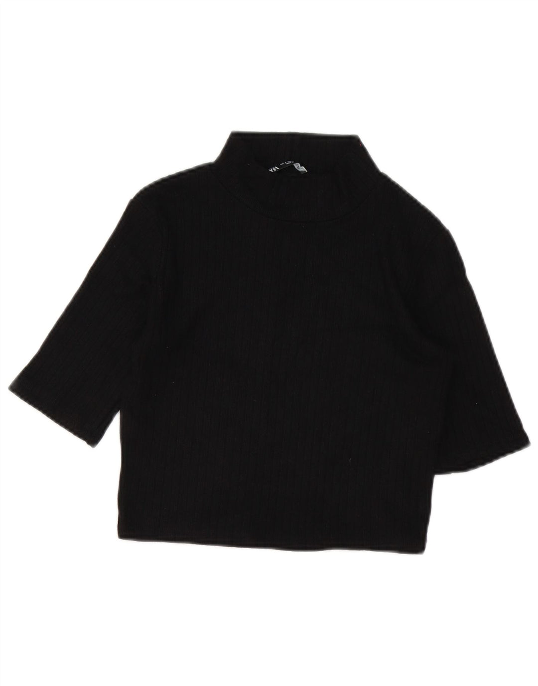 Zara Womens Crop Blouse Top UK 10 Small Black
