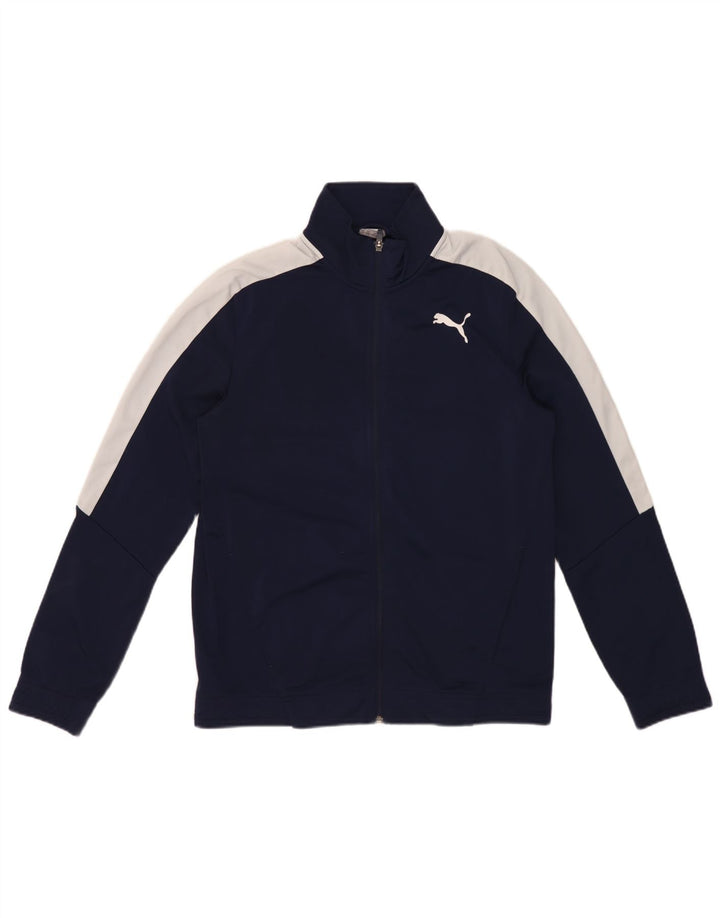 Puma Mens Tracksuit Top Jacket Medium Navy Blue Colourblock Polyester