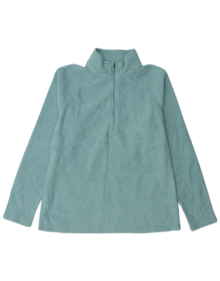 Eddie Bauer Womens Zip Neck Fleece Jumper UK 14 Medium Blue Polyester