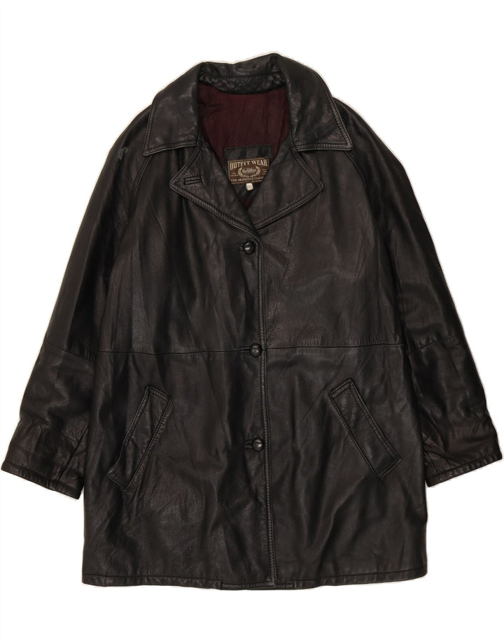 VINTAGE Womens Loose Fit Leather Coat EU 40 Medium Black Leather Vintage Vintage and Second-Hand Vintage from Messina Hembry 