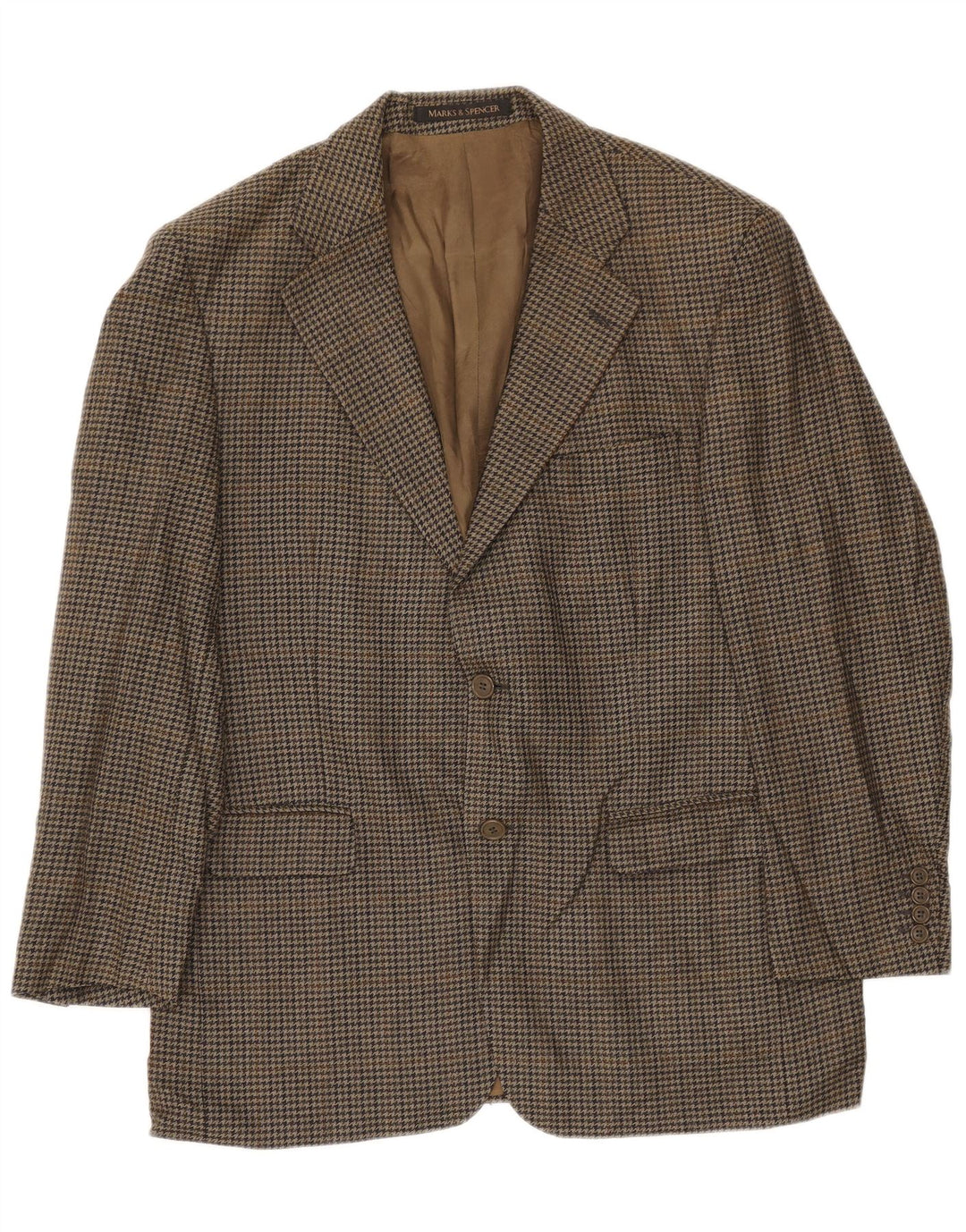 Marks & Spencer Herre 2-knaps blazerjakke UK 42 Large Khaki Houndstooth