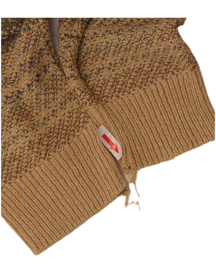 Vintage Herre V-hals sweater Medium Beige Stribet