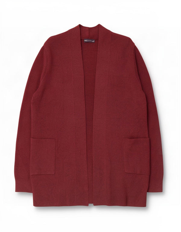 Marks & Spencer Womens Longline Open Cardigan Sweater UK 18 XL Burgundy