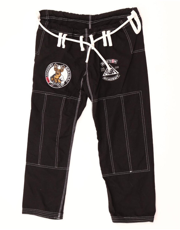 Vintage Mens Graphic Tracksuit Trousers Large  Black Cotton