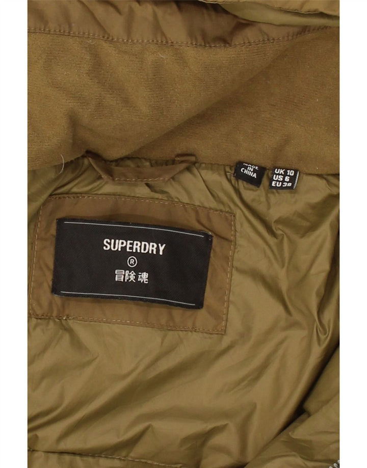 SUPERDRY Womens Hooded Padded Coat UK 10 Small Beige Polyester Vintage Superdry and Second-Hand Superdry from Messina Hembry 