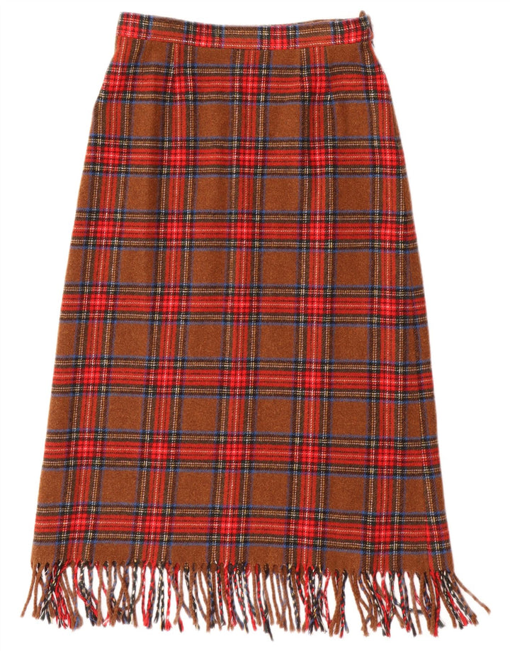 Vintage Womens A-Line Skirt W26 Small Brown Check