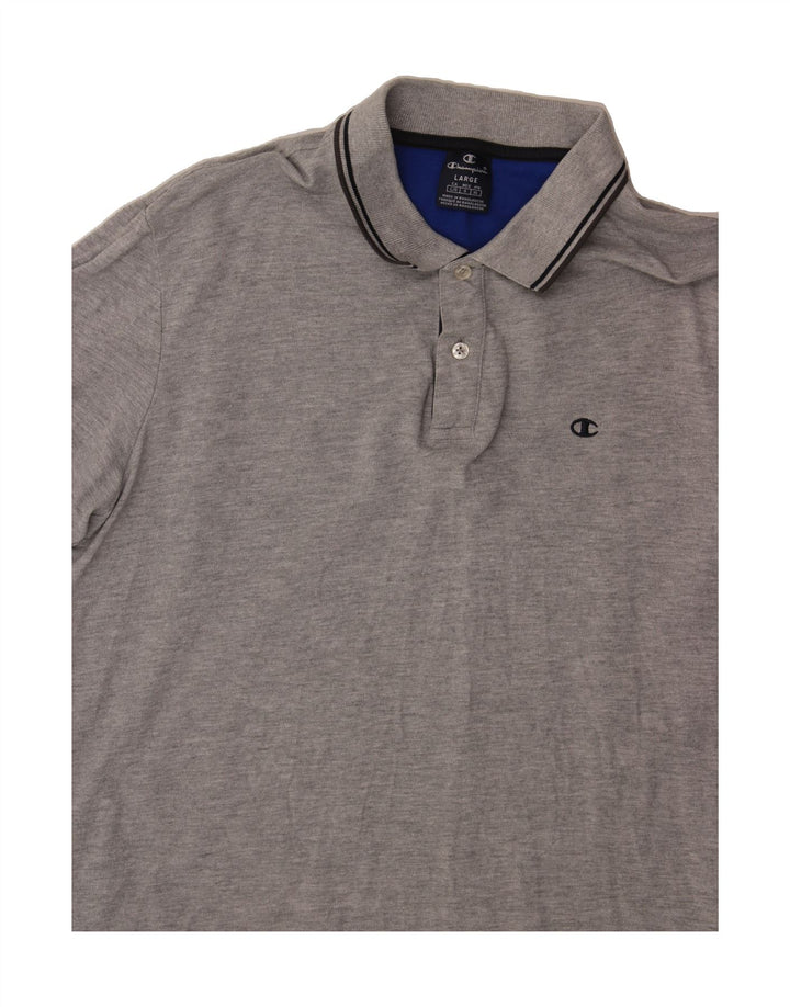 CHAMPION Mens Polo Shirt Large Grey Cotton Vintage Champion and Second-Hand Champion from Messina Hembry 