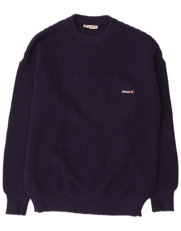 Ellesse Herre Crew Neck Jumper Sweater IT 52 Large Navy Blue Wool