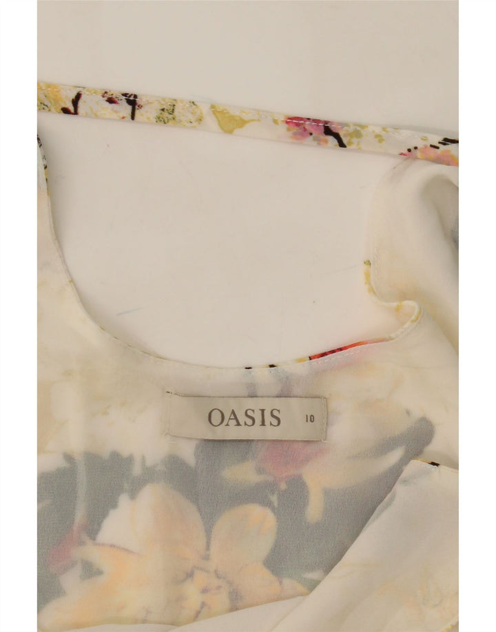 OASIS Womens Sleeveless Blouse Top UK 10 Small White Floral Polyester Vintage Oasis and Second-Hand Oasis from Messina Hembry 