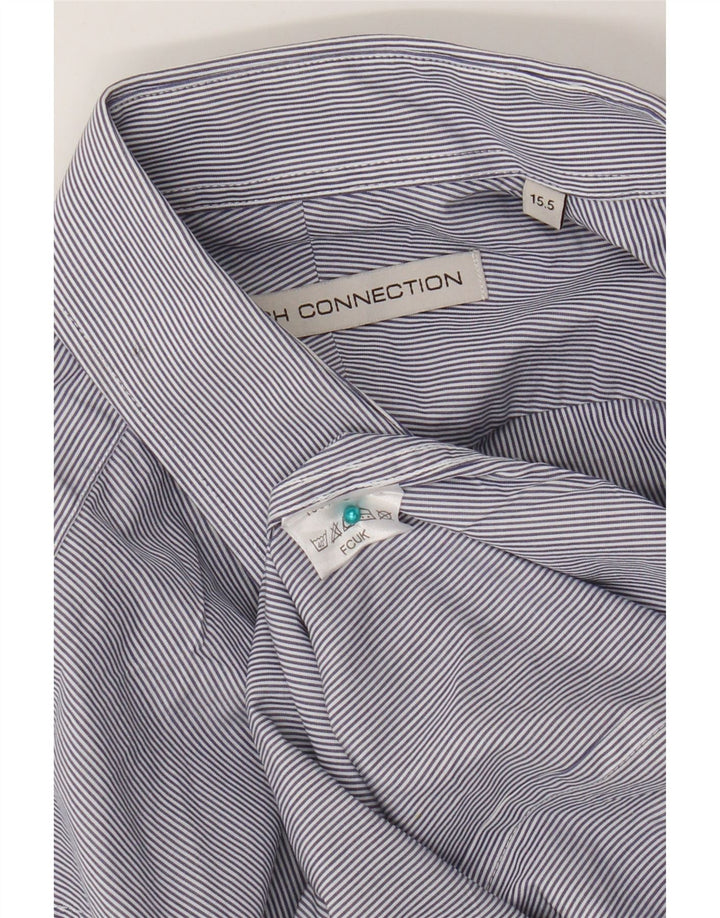 French Connection Mens Shirt Size 15.5 Medium Blue Pinstripe Cotton