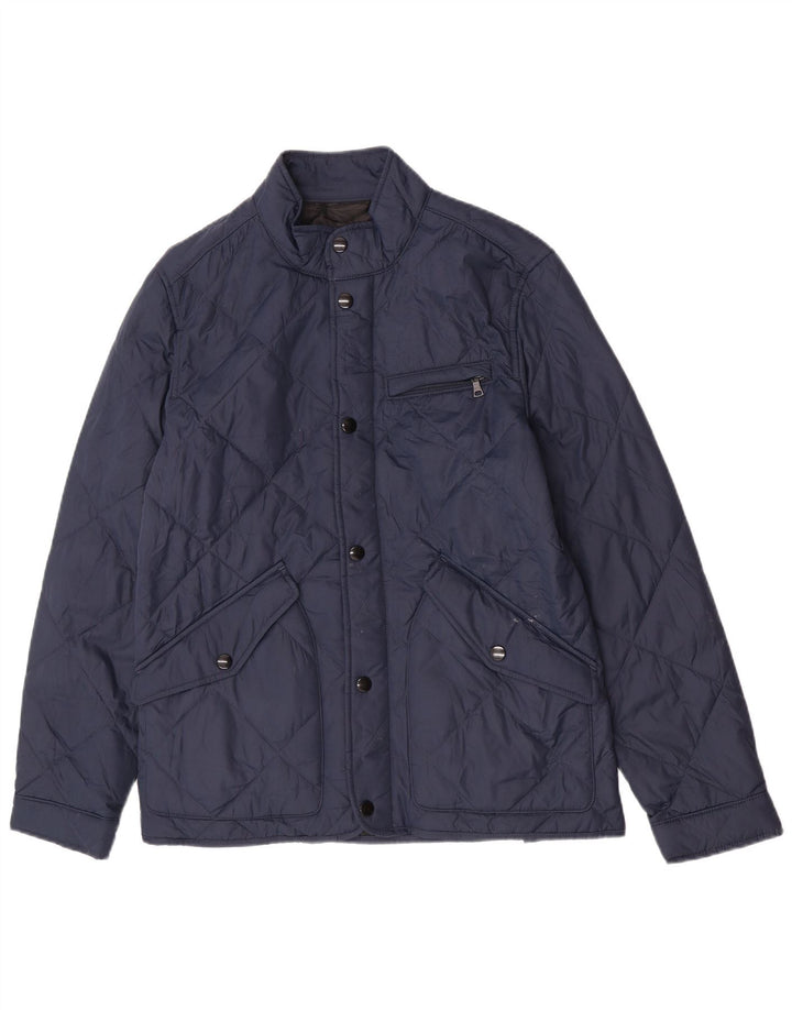 Marks & Spencer Mens Quilted Jacket UK 38 Medium Navy Blue Polyester