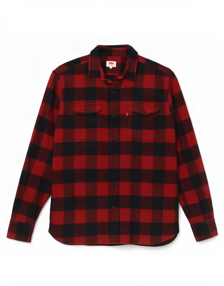 Camicia in flanella da uomo Levi's in cotone a quadretti rosso medio