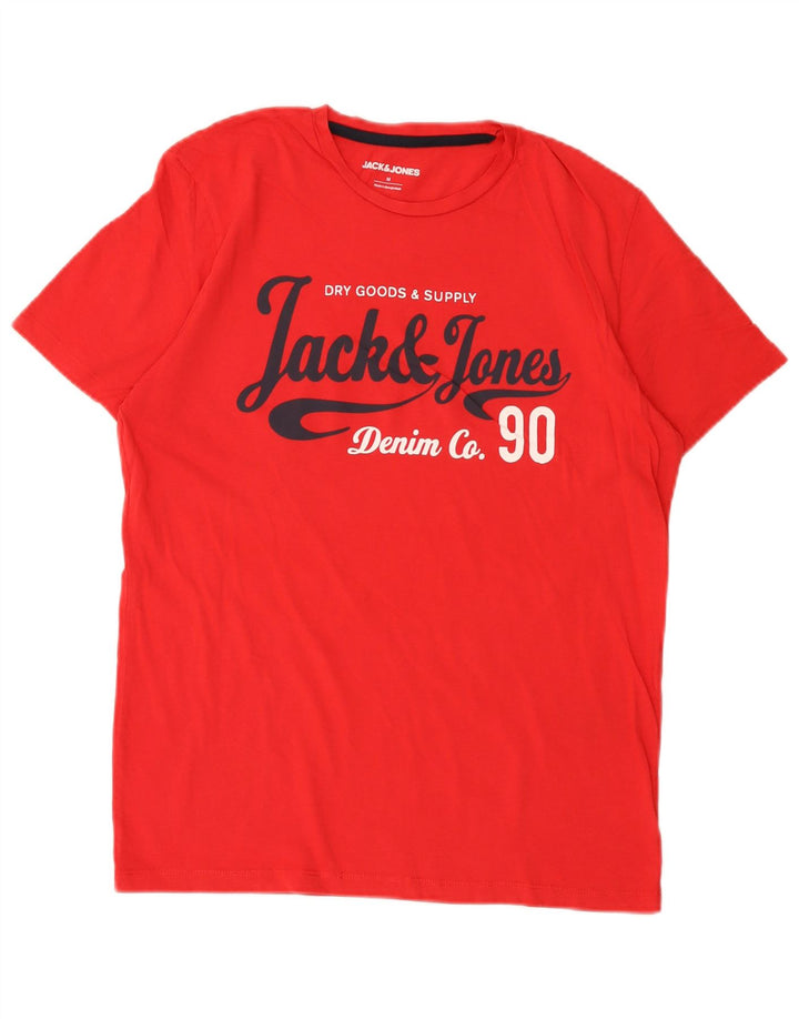 Jack & Jones Herren Grafik-T-Shirt-Oberteil aus mittelroter Baumwolle