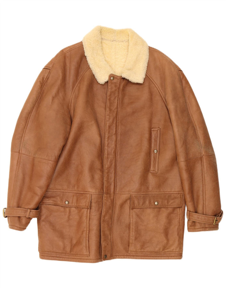 Vintage Mens Shearling Jacket IT 52 XL Beige Shearling