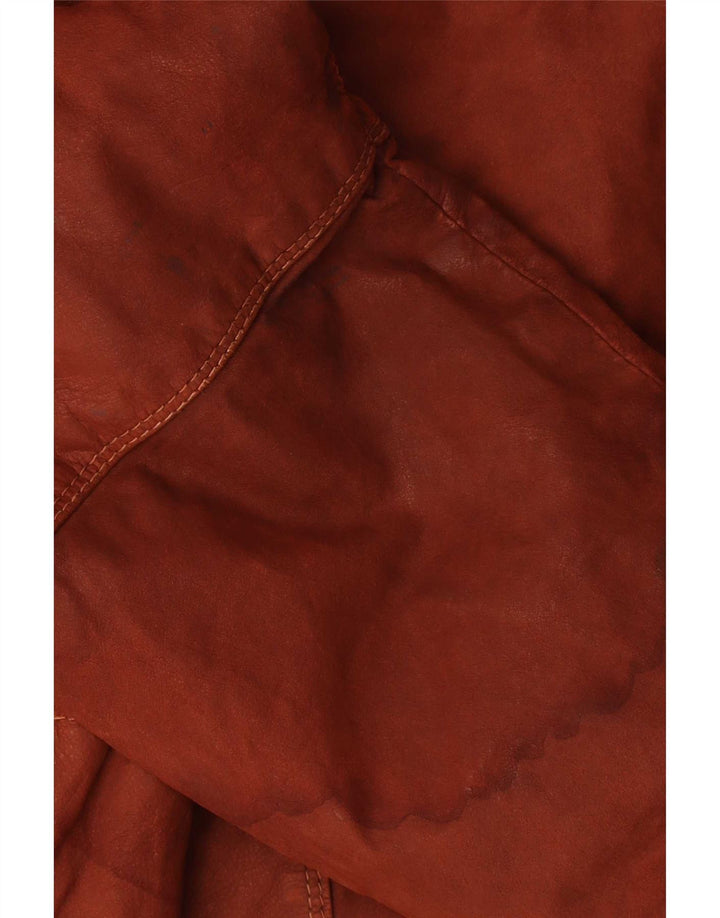 Vintage Womens Hooded Suede Jacket IT 42 Medium Brown Leather