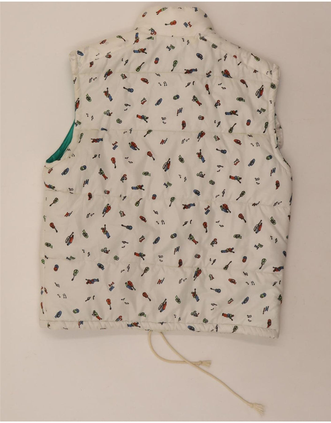 VINTAGE Mens Padded Gilet UK 38 Medium White Spotted Polyester Vintage Vintage and Second-Hand Vintage from Messina Hembry 