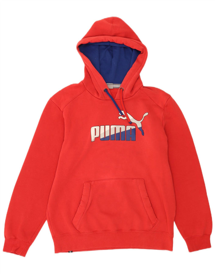 Puma Mens Graphic Hoodie Jumper Medium Red Cotton