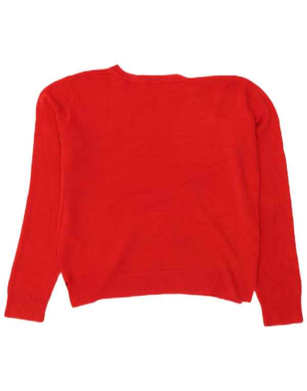 Marks & Spencer Womens Crop Crew Neck Jumper Sweater UK 12 Medium Red