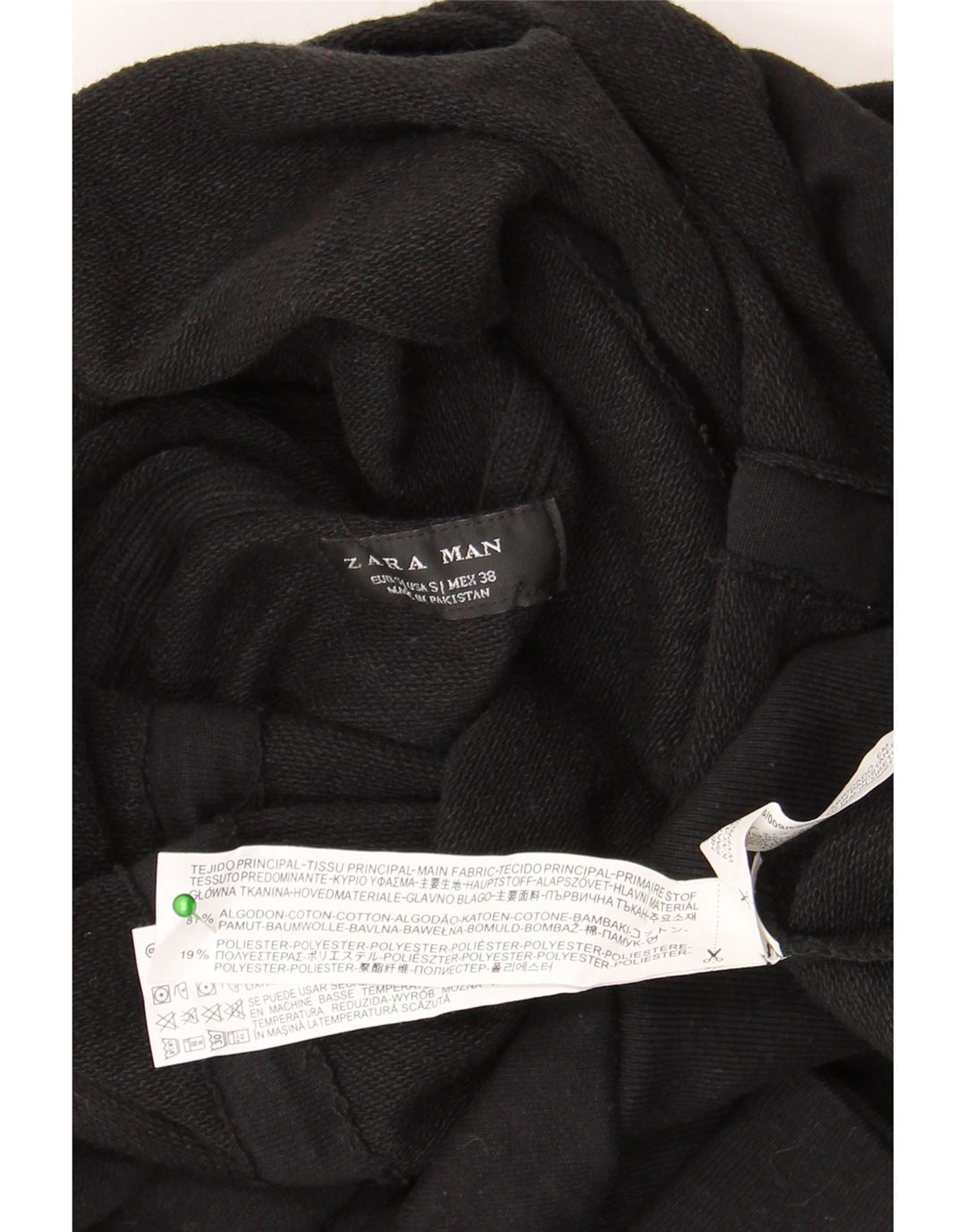 Zara Mens Roll Neck Sweatshirt Jumper Small Black Cotton