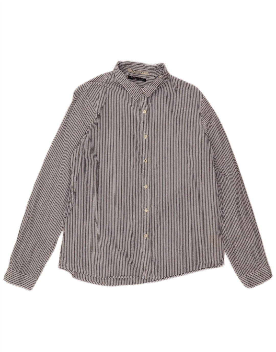 Scotch & Soda Mens Shirt Medium White Striped Cotton
