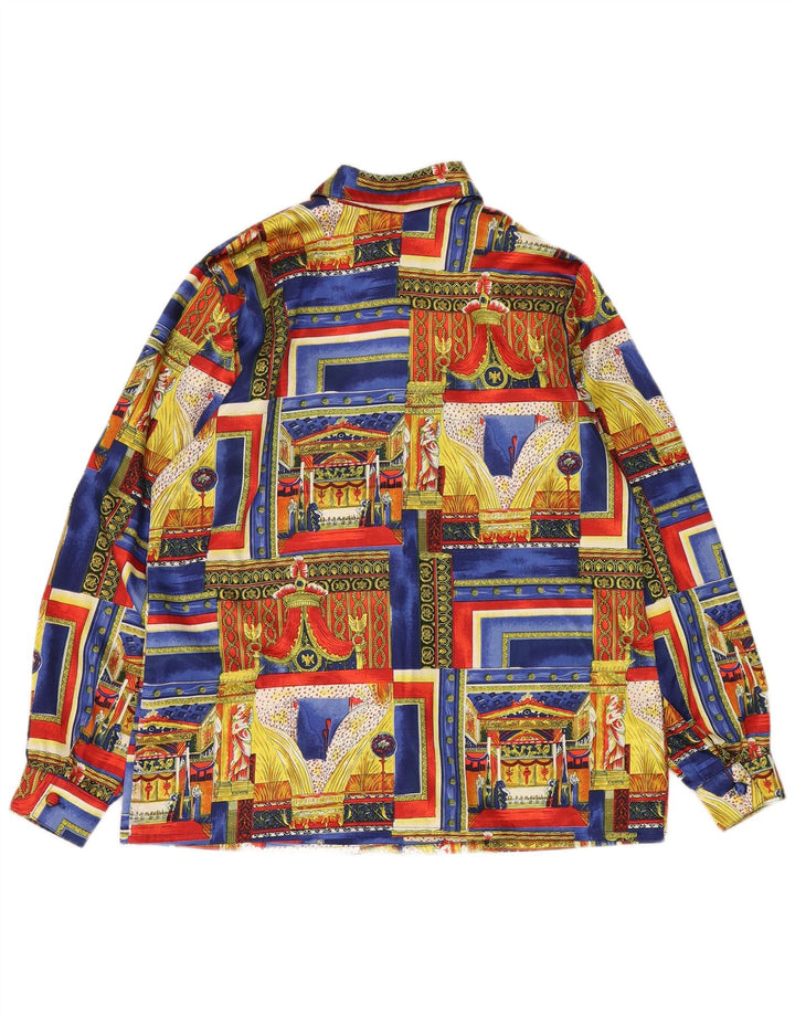 VINTAGE Chemise à motif abstrait pour femme UK 18 XL Multicolore