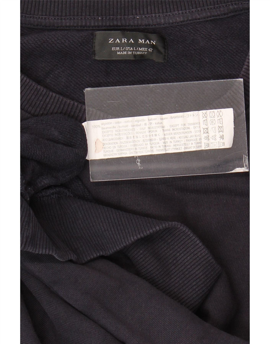 Zara Herren-Sweatshirt, Pullover, groß, marineblau, Baumwolle