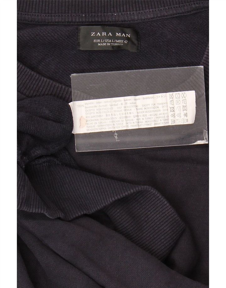Zara Herren-Sweatshirt, Pullover, groß, marineblau, Baumwolle