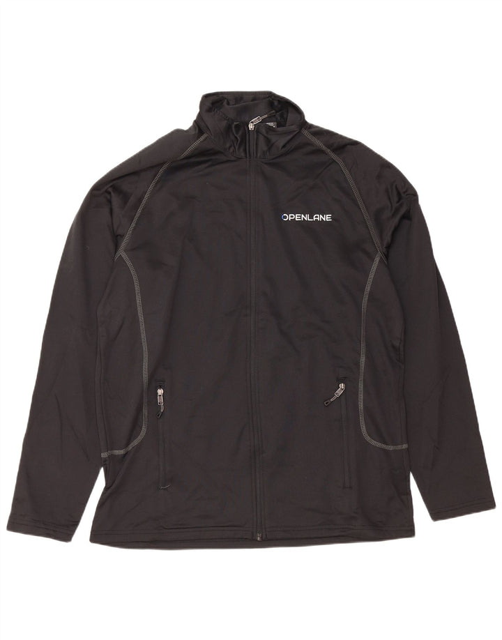 EDDIE BAUER Mens Tracksuit Top Jacket Large Black Polyester