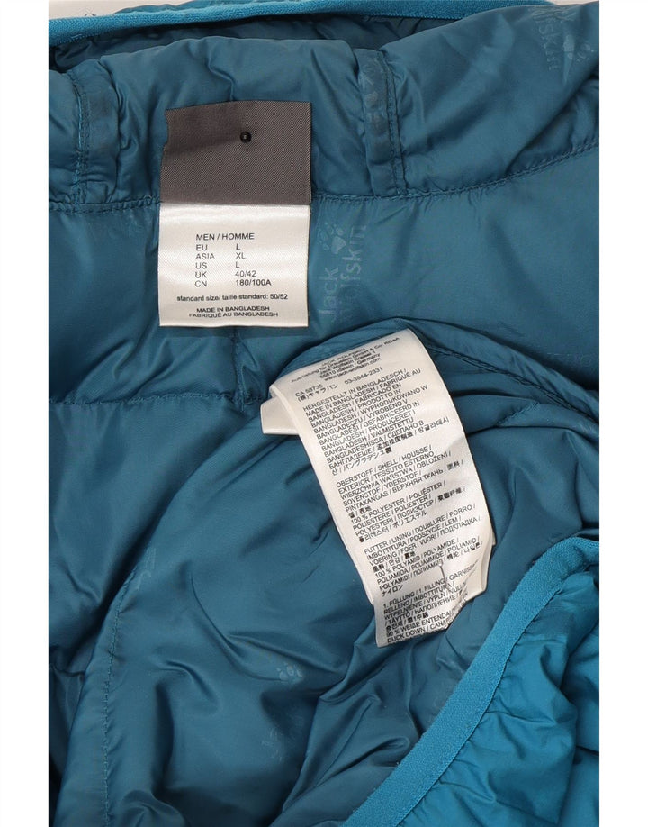 Jack Wolfskin Mens Hooded Padded Jacket UK 40/42 Large Blue Polyester