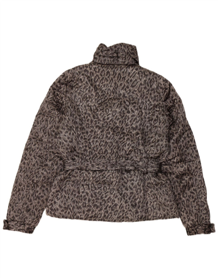 Zara Dame Windbreaker Jacket UK 14 Medium Grey Animal Print Polyester