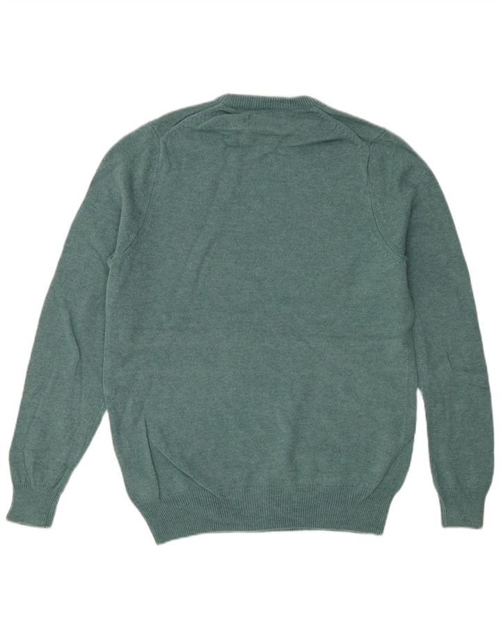 Marks & Spencer Mens Crew Neck Jumper Sweater Medium Green Lambswool