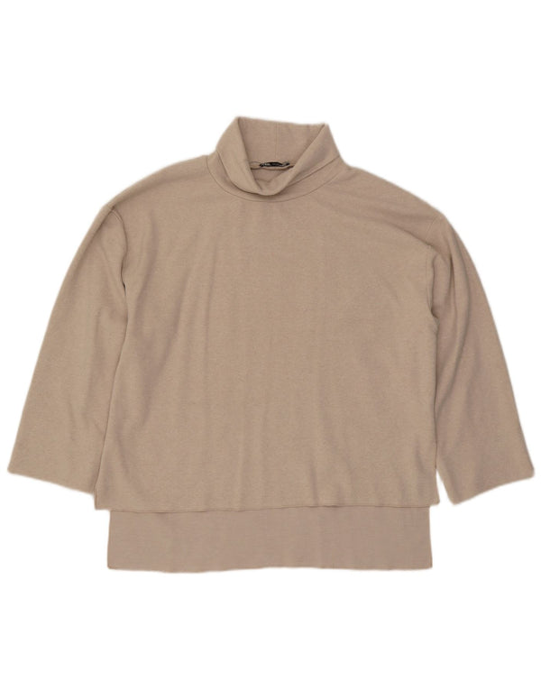 Zara Damen Top 3/4 Ärmel UK 16 Large Beige