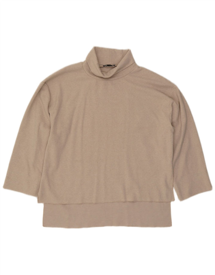 Top Zara Donna Manica 3/4 UK 16 Large Beige