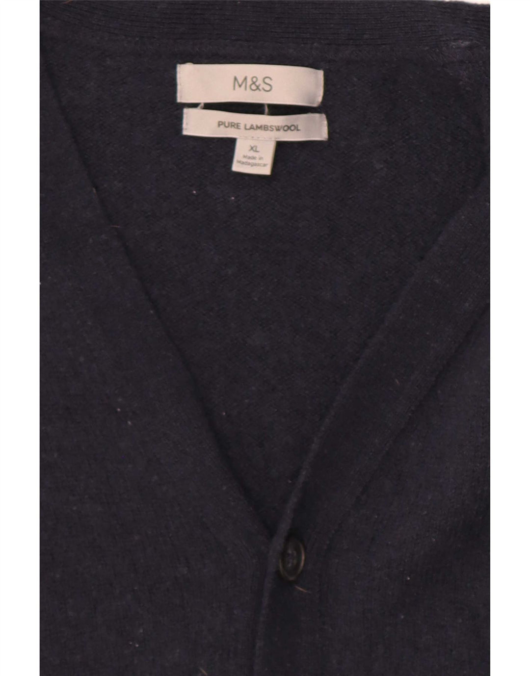 Marks & Spencer Pull Cardigan Homme XL Bleu Marine Laine d'Agneau