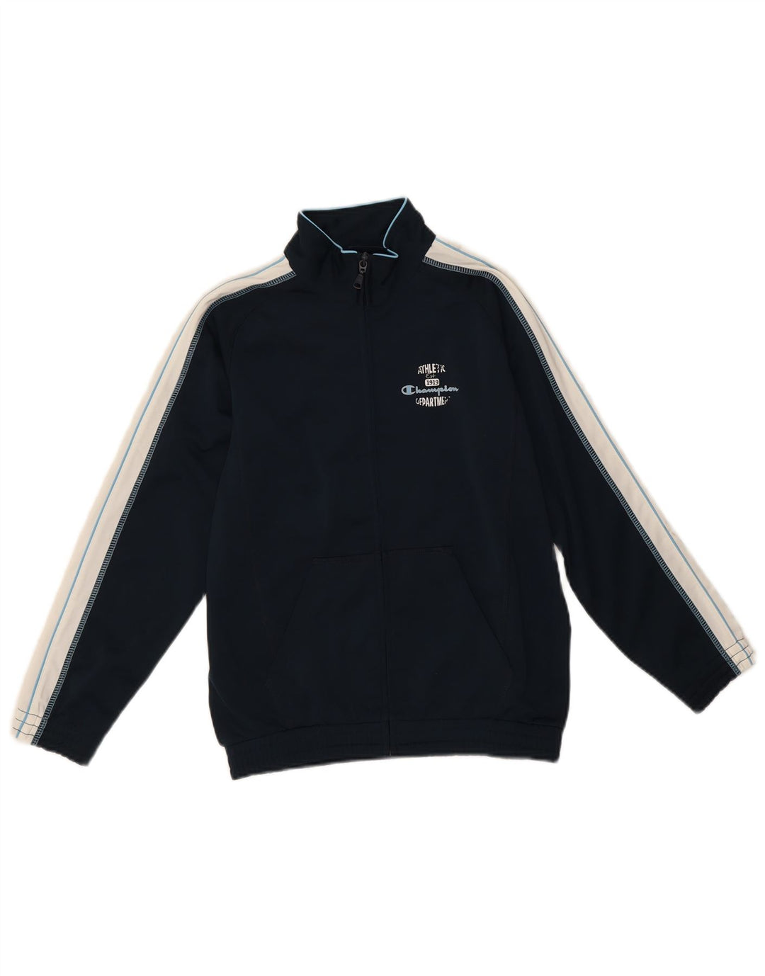 Champion Boys Tracksuit Top Jacket 9-10 Years Medium Navy Blue Colourblock