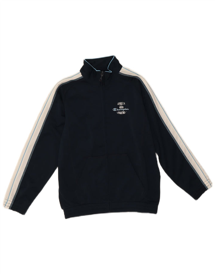 Champion Boys Tracksuit Top Jacket 9-10 Years Medium Navy Blue Colourblock