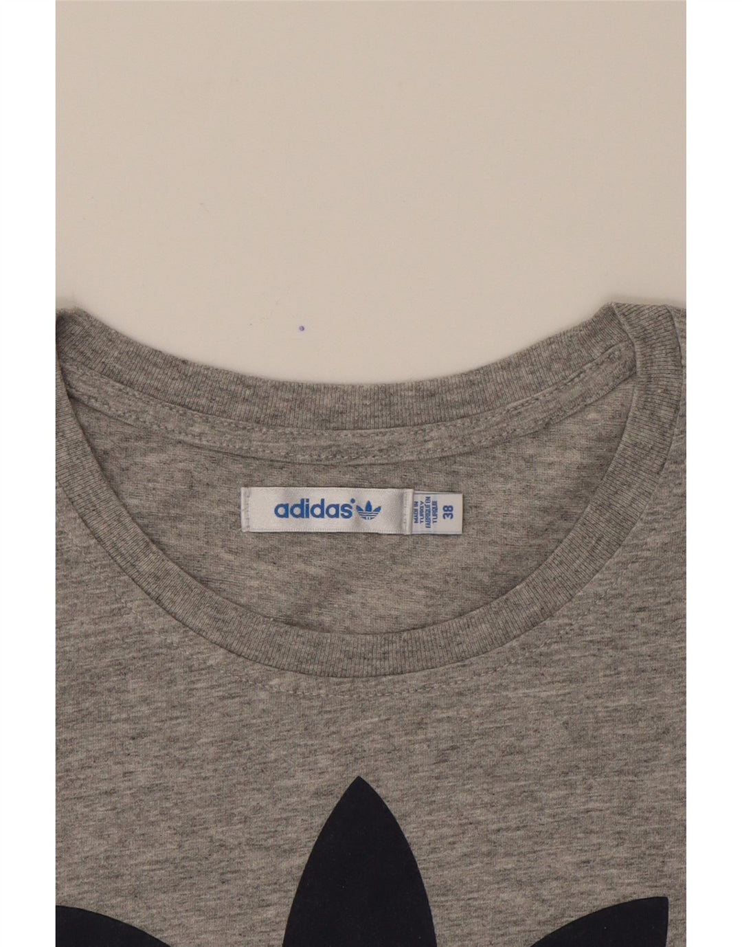 ADIDAS Womens Graphic T-Shirt Top EU 38 Medium Grey Cotton Vintage Adidas and Second-Hand Adidas from Messina Hembry 
