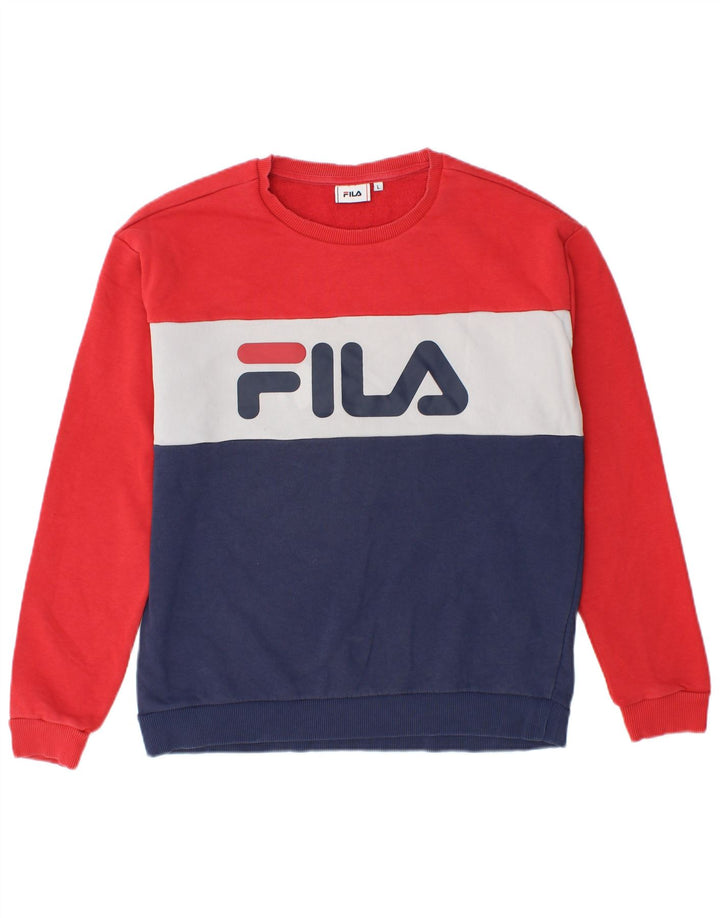 FILA Womens Sweatshirt Jumper UK 16 Large Multicoloured Colourblock